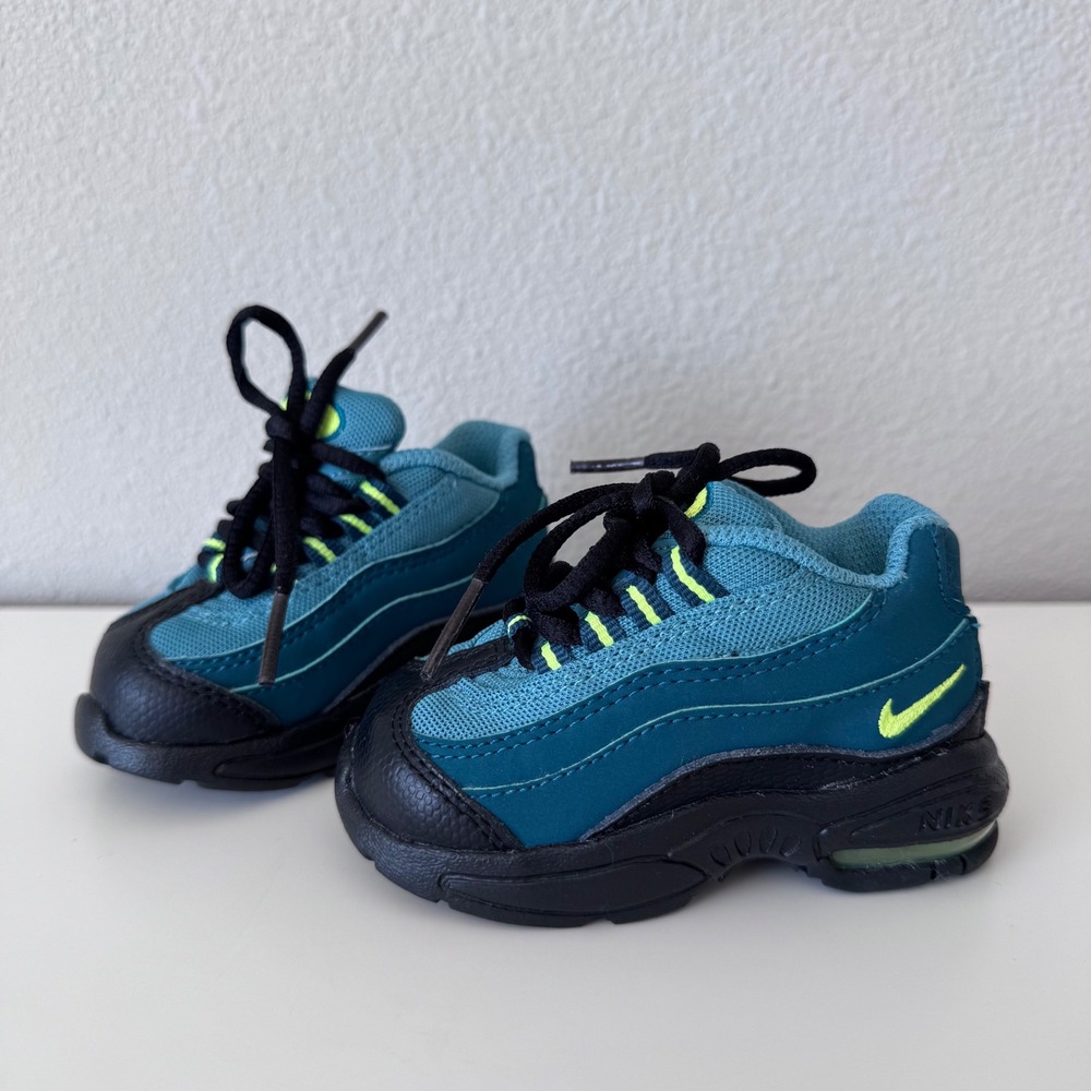Nike Air Max 95 Toddler Teal Black Lime Green Shoes 311525-038 Size 3C
